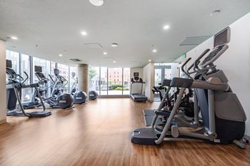 Fitness center with treadmills and elliptical machines